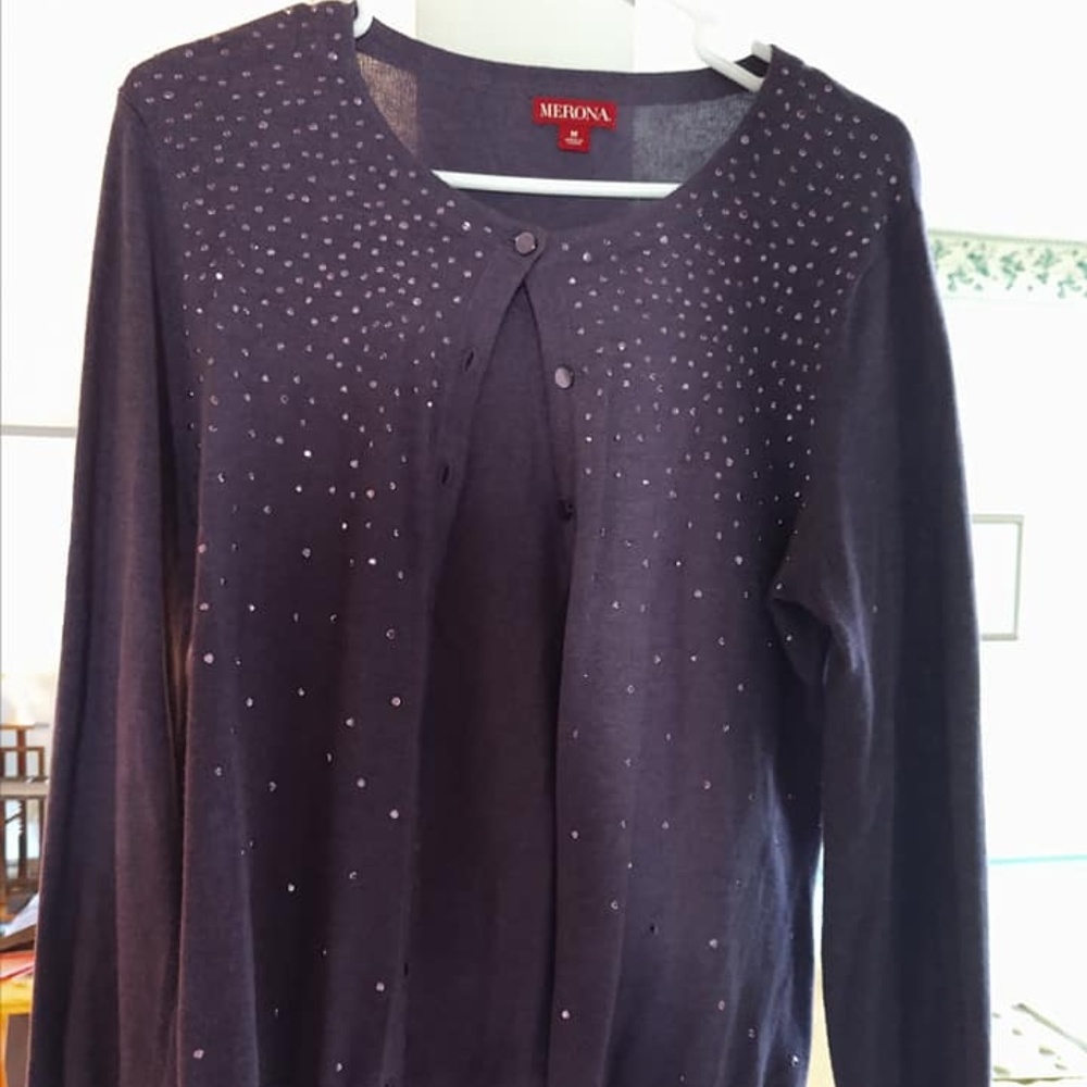 Purple Embellished Cardigan